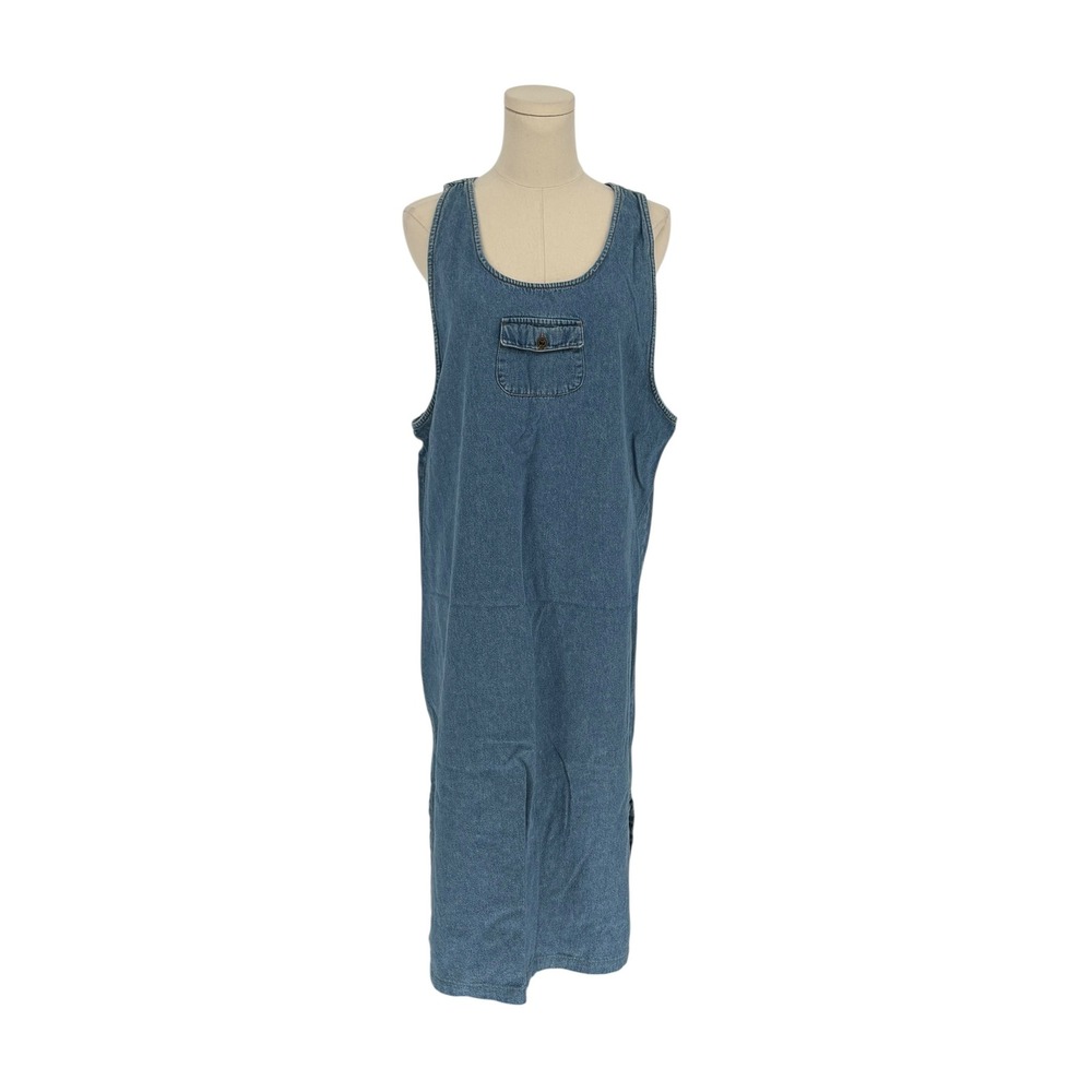 Vintage Style Studio Denim Jumper Dress Blue 100% Cotton Large
